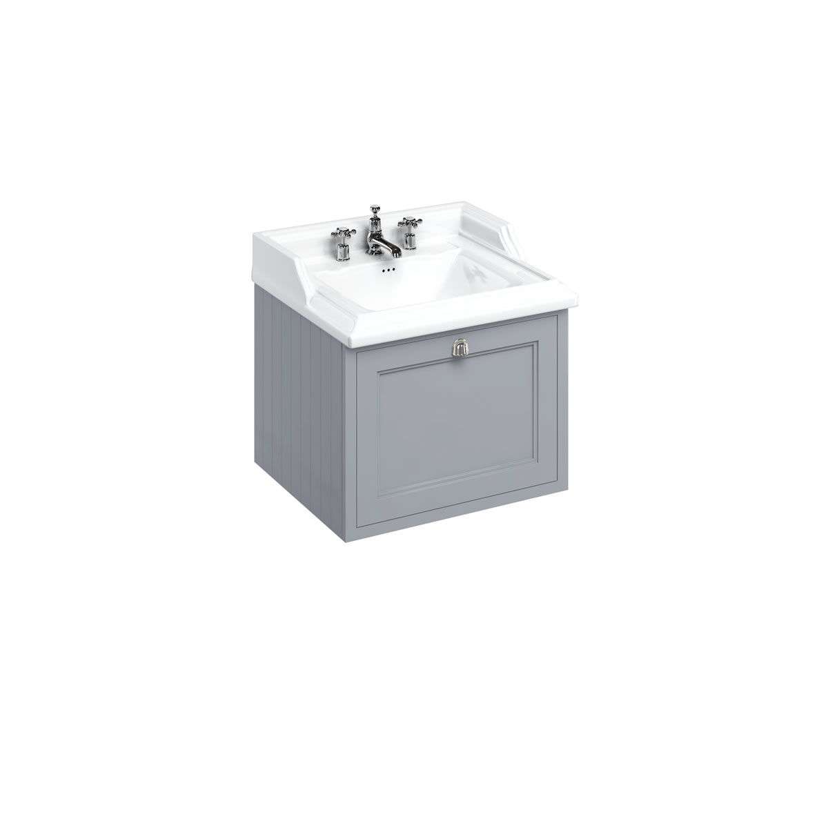 Wall Hung 65 Vanity Unit single drawer - Classic Grey and Classic basin 3 tap holes 